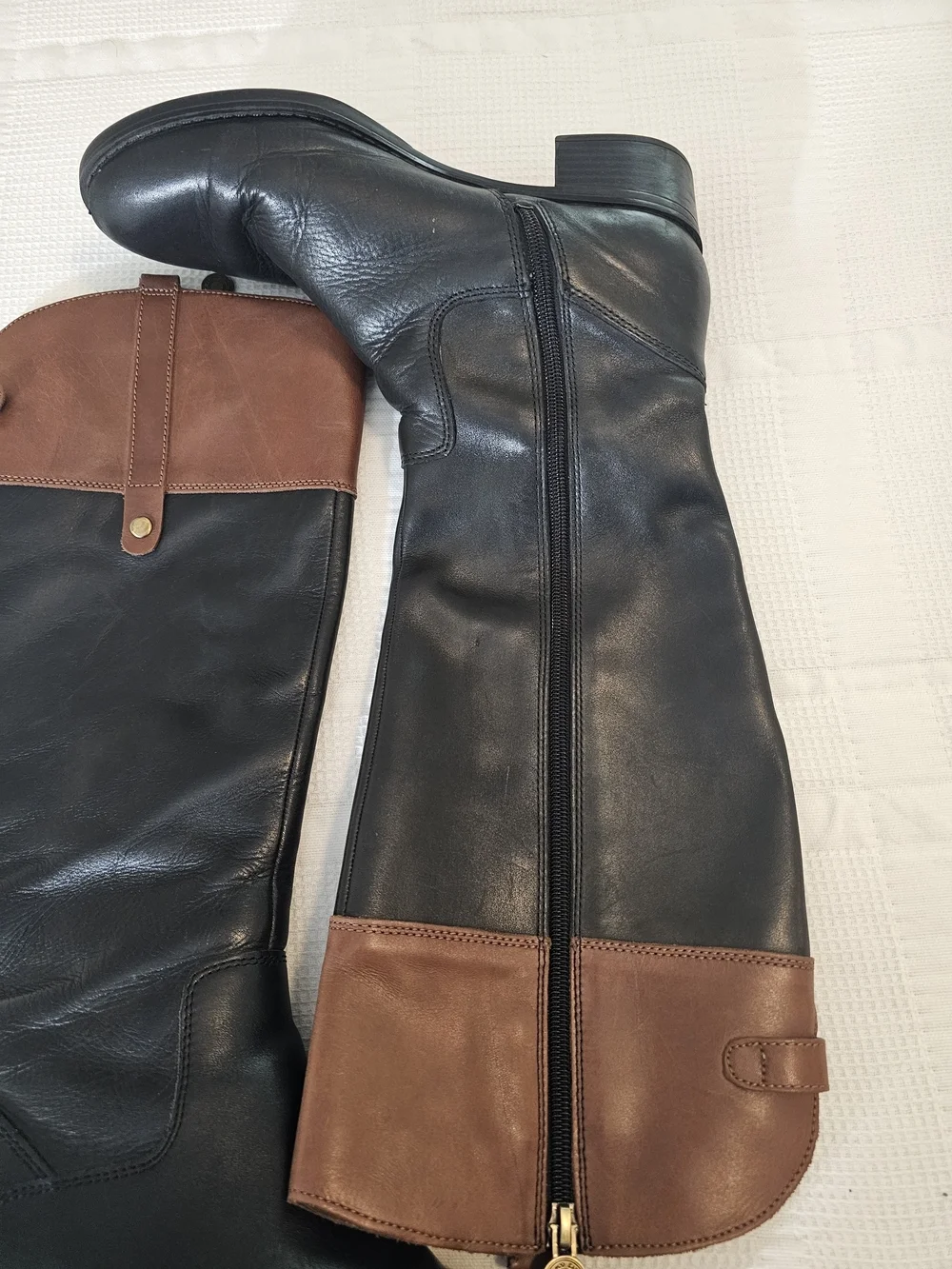 Franco Sarto Black and Brown Two-Tone Over-The-Knee Boots